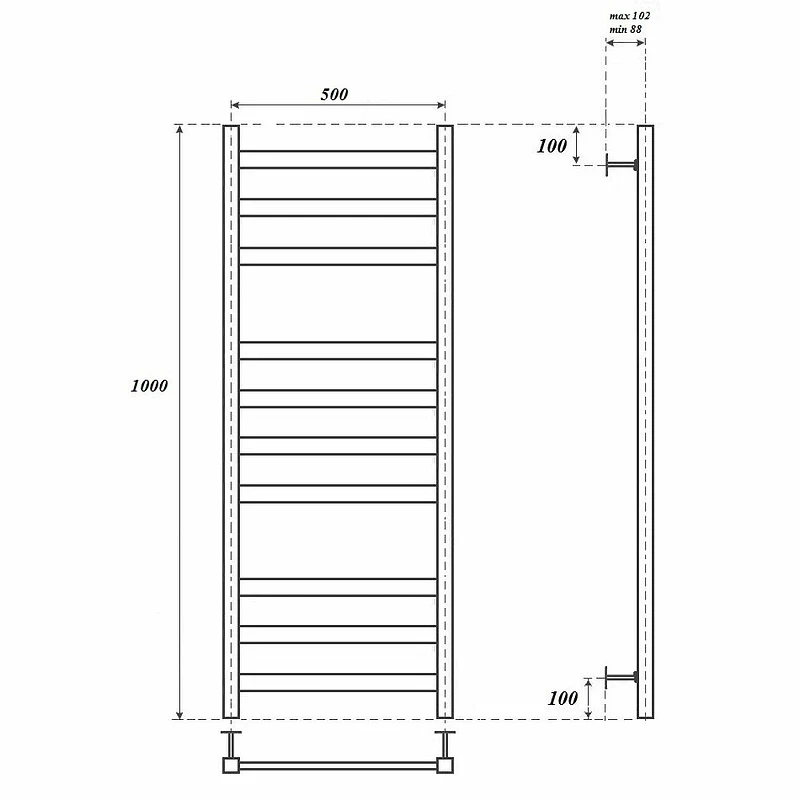Водяной полотенцесушитель Point Меркурий PN83150W П10 500x1000 Белый