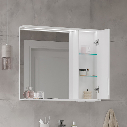 Зеркало со шкафом Volna Lake 80 R zsLAKE80.R-01 с подсветкой Белое