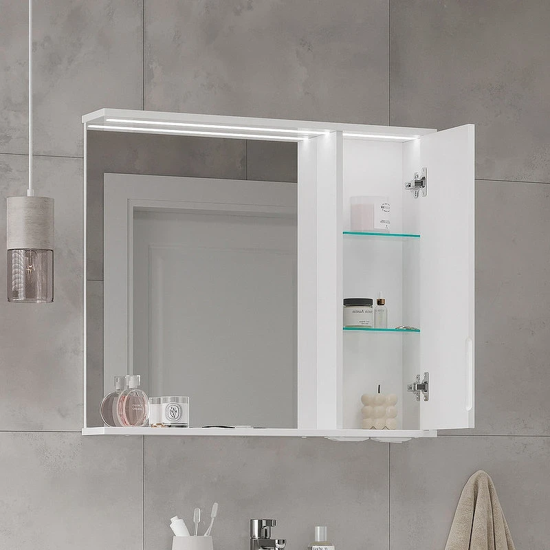 Зеркало со шкафом Volna Lake 80 R zsLAKE80.R-01 с подсветкой Белое