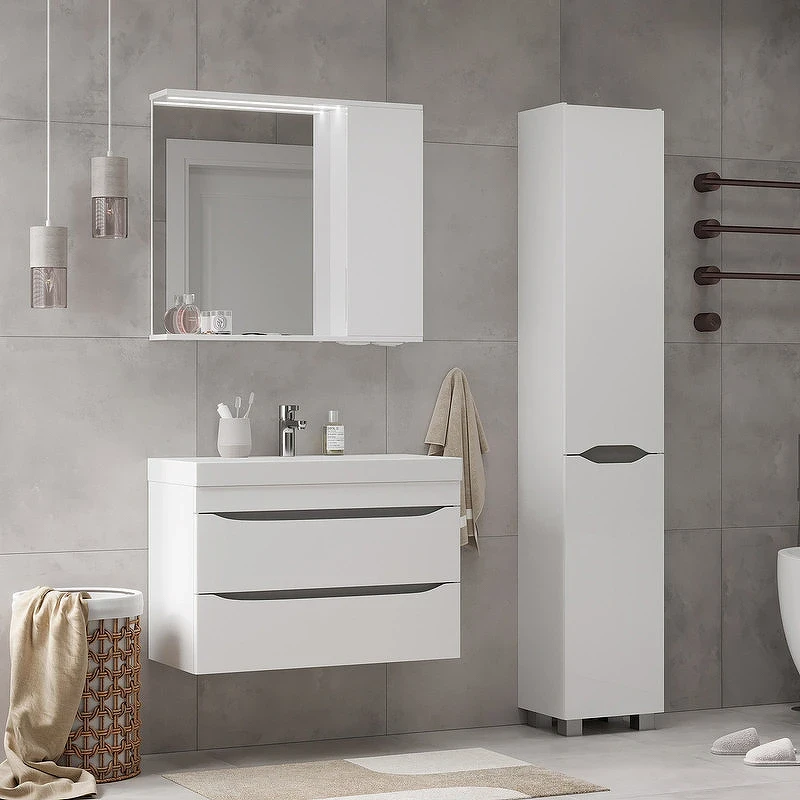 Зеркало со шкафом Volna Lake 80 R zsLAKE80.R-01 с подсветкой Белое