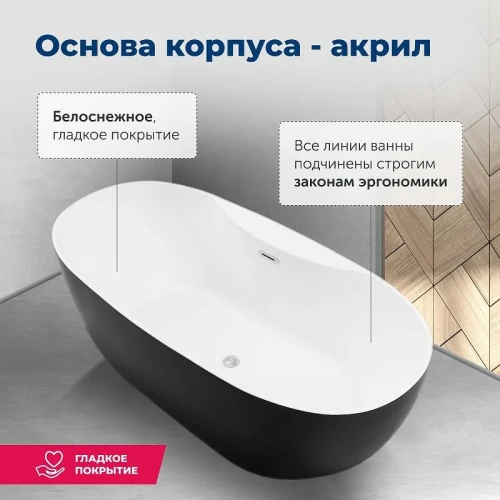 Акриловая ванна Aquanet Family Sweet155778-MW-MB 170x78 293086 цвет Черный матовый Белый матовый