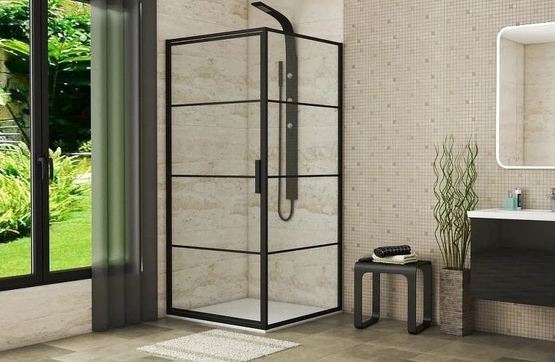 Душевой уголок Bravat Black Line 90x90 BS090.2115B профиль Черный стекло прозрачное