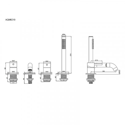 Смеситель на борт ванны AQUAme Siena AQM6219GM цвет Оружейная сталь