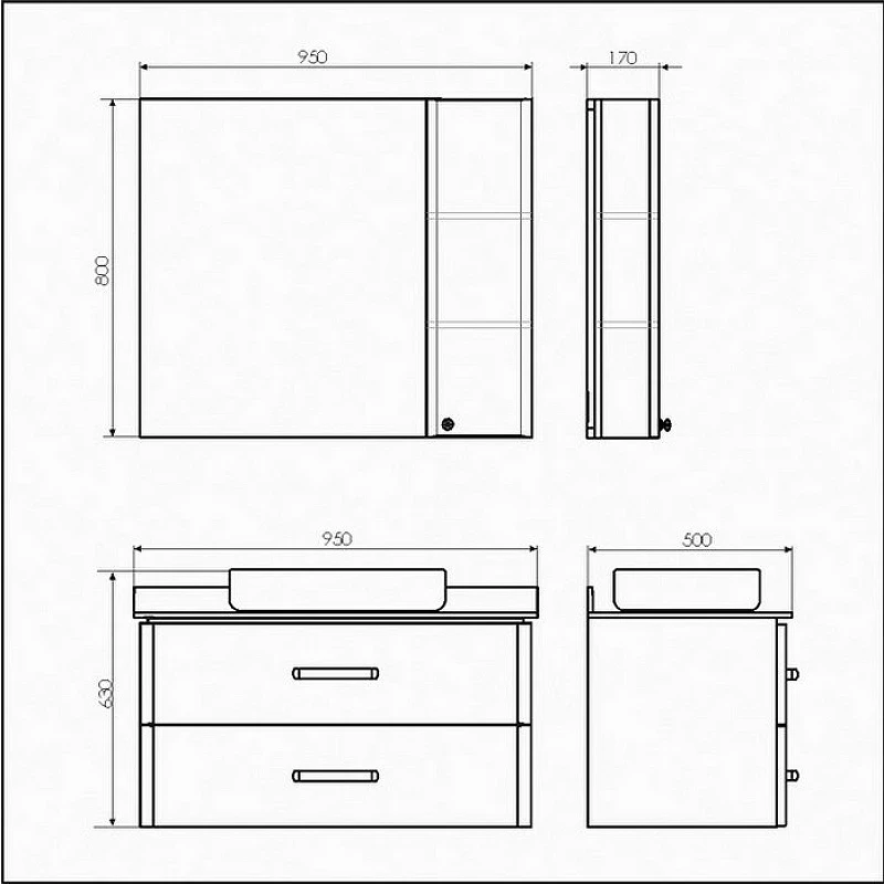 Зеркало со шкафом Comforty Амстердам 95 00004143986 Белый глянец МДФ / ЛДСП, стекло