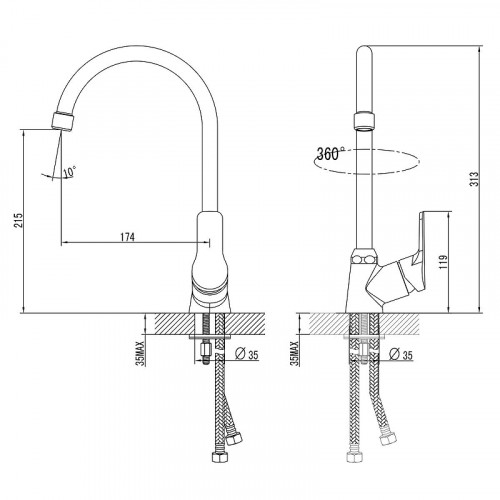 Смеситель для кухни Azario AZ-HU245897 цвет Хром