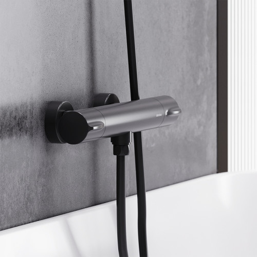 Смеситель для душа Damixa Scandinavian Pure 366000300 с термостатом Черный матовый латунь на стену