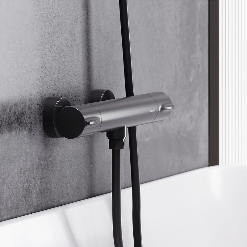 Смеситель для душа Damixa Scandinavian Pure 366000300 с термостатом Черный матовый латунь на стену