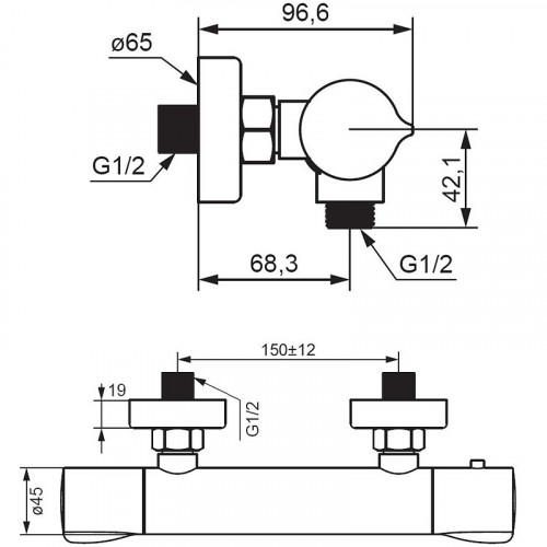Смеситель для душа Damixa Scandinavian Pure 366000300 с термостатом Черный матовый латунь на стену