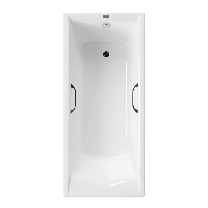Чугунная ванна Vinsent Veron Devon 175x70 VDV1757045H/VH0012BL цвет Белый с квадратными черными матовыми ручками