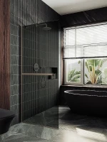 Душевая перегородка Maybah Glass MGD-717-2у 1190х1950 в узком профиле с полотенцедержателем Бронза стекло графитовое