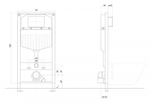 Инсталляция Aquatek Duos 50 INS-0000023 для унитаза без клавиши смыва