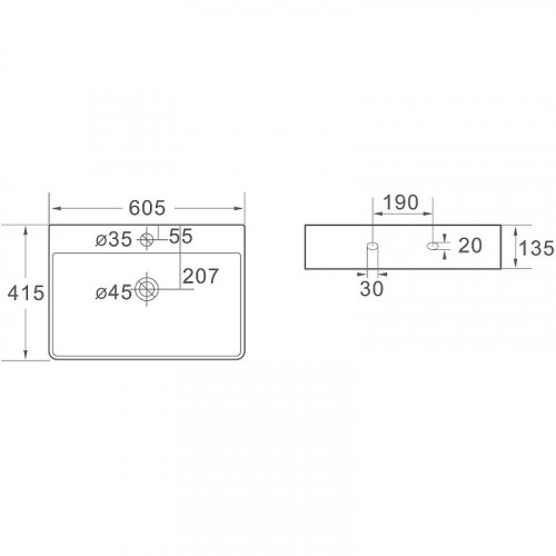 Раковина SantiLine 61 SL-1003MB Черная матовая фаянс накладная