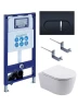 Комплект унитаза с инсталляцией Aquatek Set Aquatek Европа New-045 4в1 цвет Белый с сиденьем Микролифт и клавишей смыва цвет Черный матовый