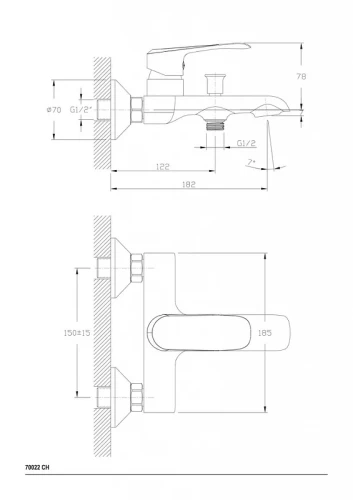Смеситель для ванны Ceramicanova Curve 70022CH