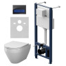 Унитаз с инсталляцией AM.PM Spirit V2.0 Aquaspin IS450A38.701900 цвет Белый с сиденьем Микролифт и клавишей смыва цвет Черный