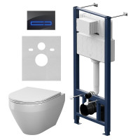 Унитаз с инсталляцией AM.PM Spirit V2.0 Aquaspin IS450A38.701900 цвет Белый с сиденьем Микролифт и клавишей смыва цвет Черный