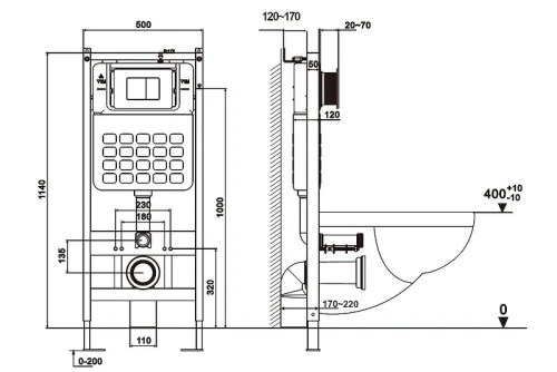 Комплект унитаза Abber Rechteck AC1201-AC0105-AC0120RG с сиденьем Микролифт и клавишей смыва цвет Золото розовое