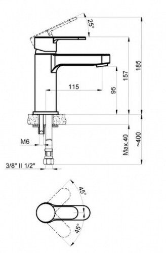 Смеситель для раковины Azario Tevis AZ-15494501 Хром латунь