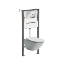 Комплект унитаза с инсталляцией Ceramicanova Mono CN1905_121001CH цвет Белый с сиденьем Микролифт и клавишей смыва цвет Хром глянцевый