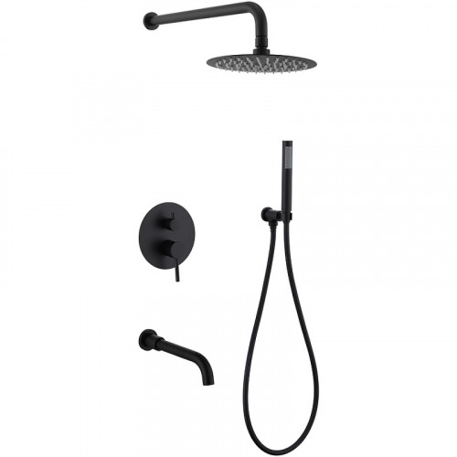 Душевая система Ростовская Мануфактура Сантехники SUS129BL-1S Черная матовая нержавеющая сталь встраиваемый