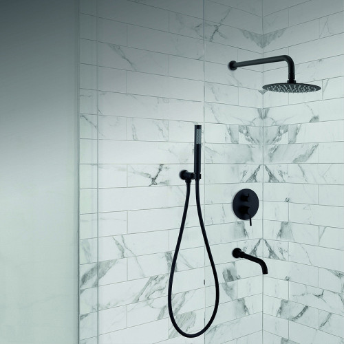 Душевая система Ростовская Мануфактура Сантехники SUS129BL-1S Черная матовая нержавеющая сталь встраиваемый