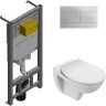 Комплект унитаза с инсталляцией Jacob Delafon Patio E21740RU-00 с сиденьем Микролифт и клавишей смыва Хром фарфор подвесной
