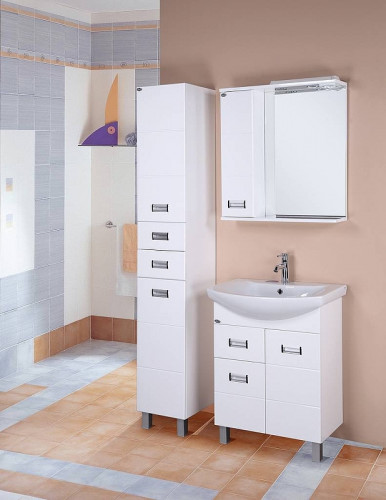 Зеркало со шкафом Onika Балтика 58.01 L 205815 с подсветкой Белое МДФ / ЛДСП, стекло