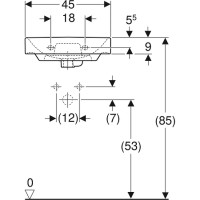 Раковина Geberit Smyle Square 500.222.01.1 Белая фарфор подвесная, полувстраиваемая