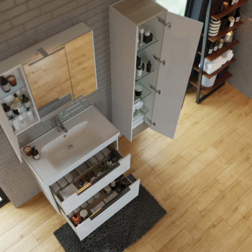 Шкаф пенал Dreja Prime 35 99.9303 подвесной Белый глянец МДФ / ЛДСП