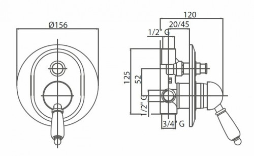 Смеситель для душа Cezares Venezia VENEZIA-VDIM-03/24-Bi Золото 24 карата латунь встраиваемый