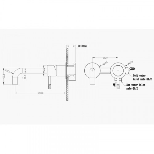 Смеситель для раковины Boheme Uno 465-MG Золото матовое латунь встраиваемый