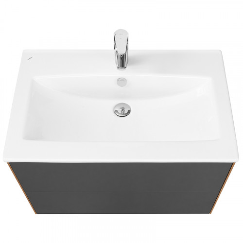 Тумба под раковину Aquaton Сохо 75 1A258101AJA00 подвесная Дуб веллингтон Графит софт МДФ / ЛДСП