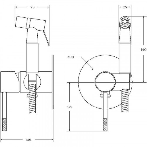 Гигиенический душ со смесителем Cezares Relax RELAX-DIF-BORO Брашированное золото