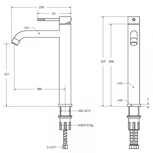 Смеситель для раковины Cezares Relax RELAX-LC1-NOP-W0 Черный матовый нержавеющая сталь