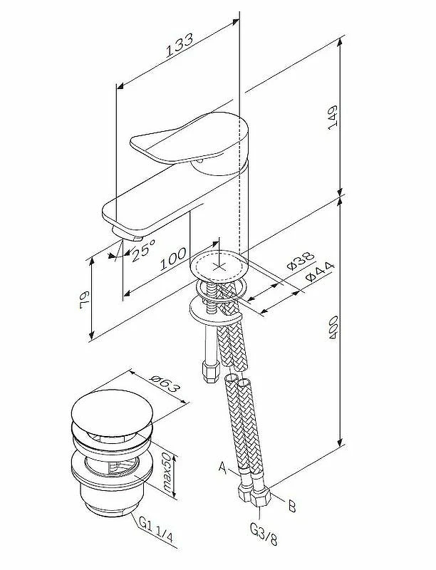 Смеситель для раковины AM.PM X-Joy F85A82100 с донным клапаном Хром латунь