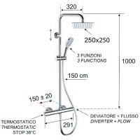 Душевая система Remer Elegance EQ32X8CPUFD25 с термостатом Хром латунь на стену