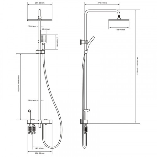 Душевая система Royce Crown RCS-112201BL Черная матовая латунь на стену