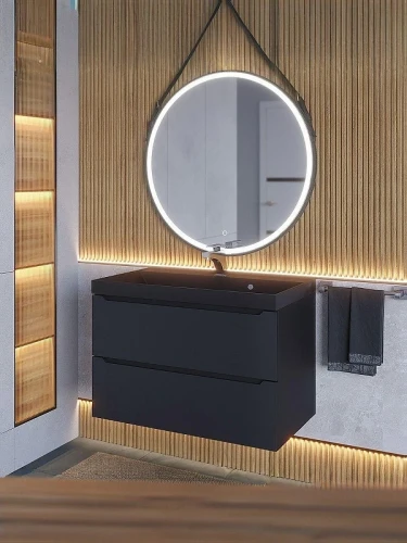 Тумба с раковиной Uperwood Tanos-Classic Quartz 80 3930421700 подвесная цвет Черный матовый
