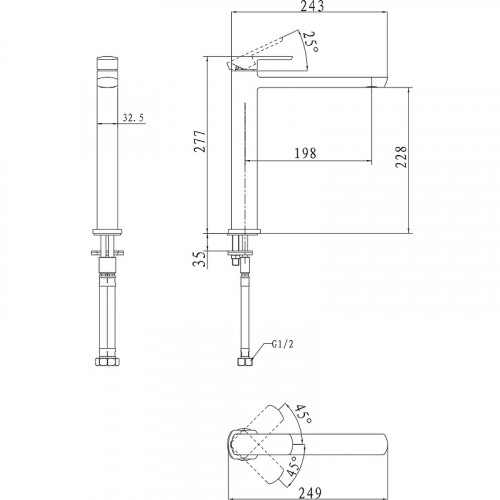 Смеситель для раковины Kaiser Saga 53033 Хром латунь