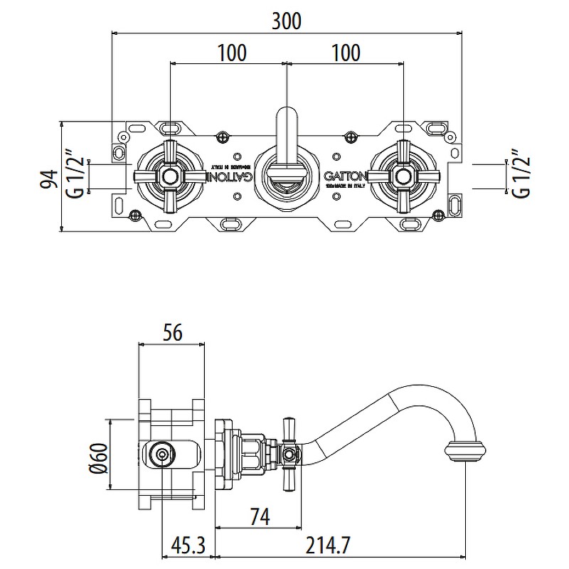 Смеситель для раковины Gattoni TRD TR105/18C0 Хром