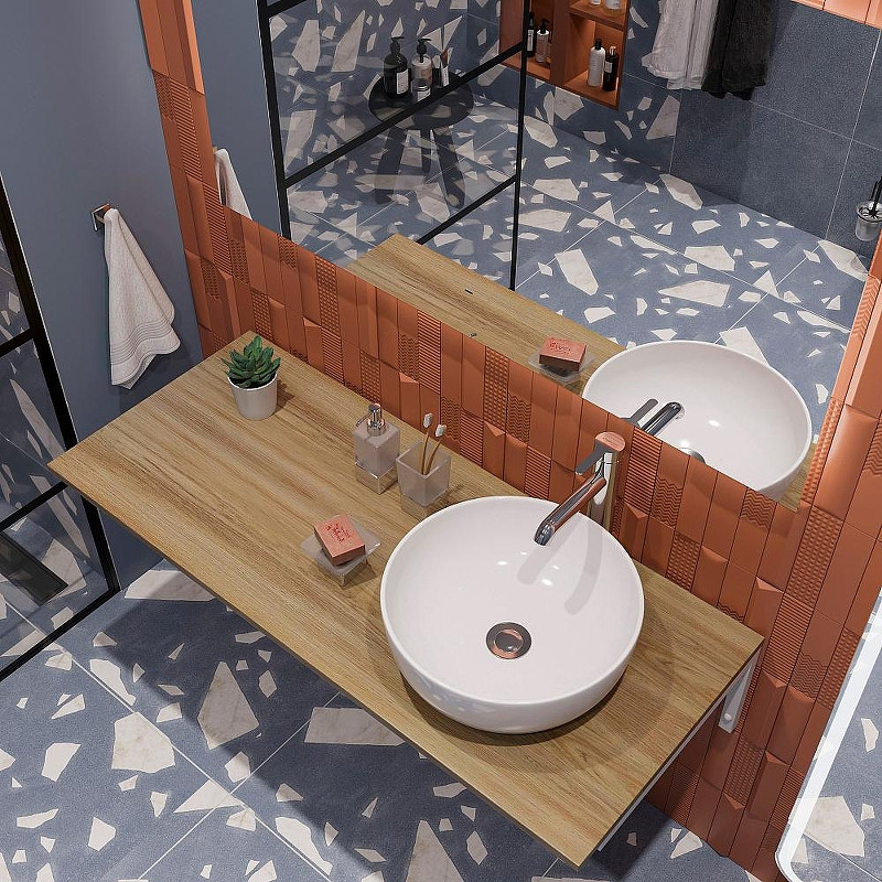 Комплект мебели для ванной DIWO Элиста 120 подвесной цвет Белый муар Светлое дерево