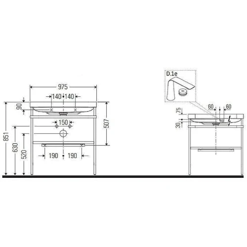 Консоль с раковиной Duravit Happy D.2 Plus 100 HP4838O8080 цвет Хром Графит