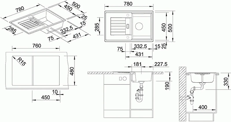 Кухонная мойка Blanco Zia 45S 514726 Белая искусственный камень (литьевой мрамор) встраиваемый