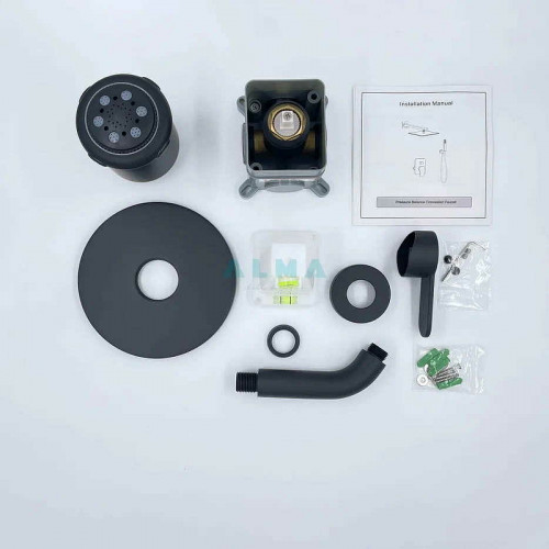 Душевая система ALMAes Bartin TVZ-0895 Черная матовая латунь встраиваемый