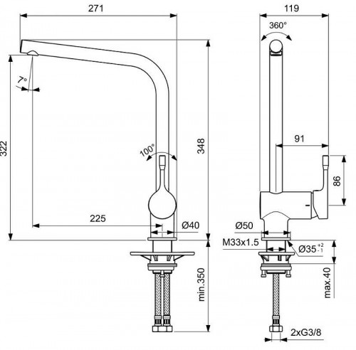 Смеситель для кухни Ideal Standard Ceralook BC174GN Silver Storm латунь