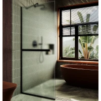 Душевая перегородка Maybah Glass MGD-731-6у 790x1950 в узком профиле Черный стекло сатиновое