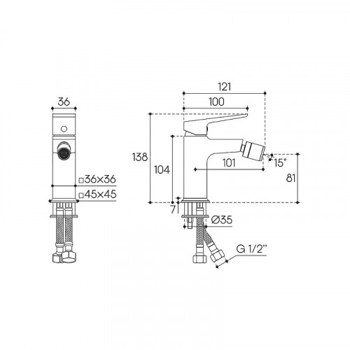 Смеситель для биде Aqueduto Claro CLA0550 цвет Шлифованное золото