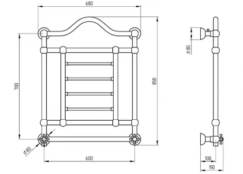 Электрический полотенцесушитель Migliore Edward 85x68 R 22636 Хром латунь