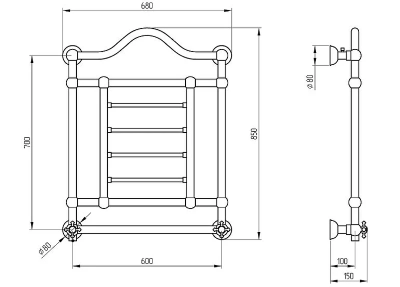 Электрический полотенцесушитель Migliore Edward 85x68 R 22636 Хром латунь