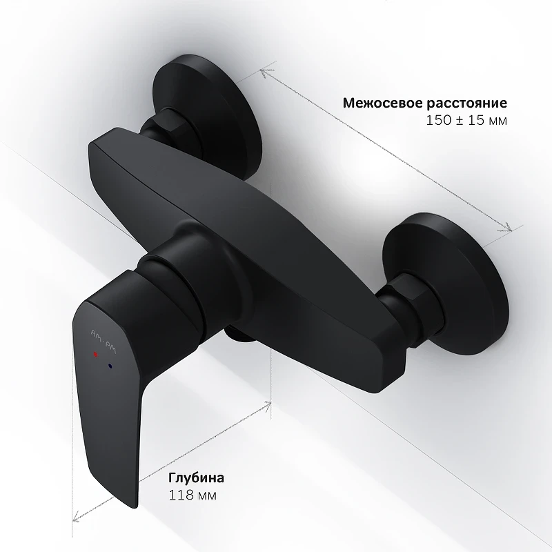 Смеситель для душа AM.PM Gem F90A20022 Черный латунь на стену
